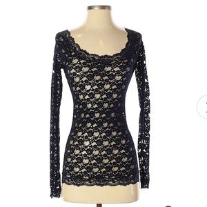 Free People navy Lace Long sleeve top